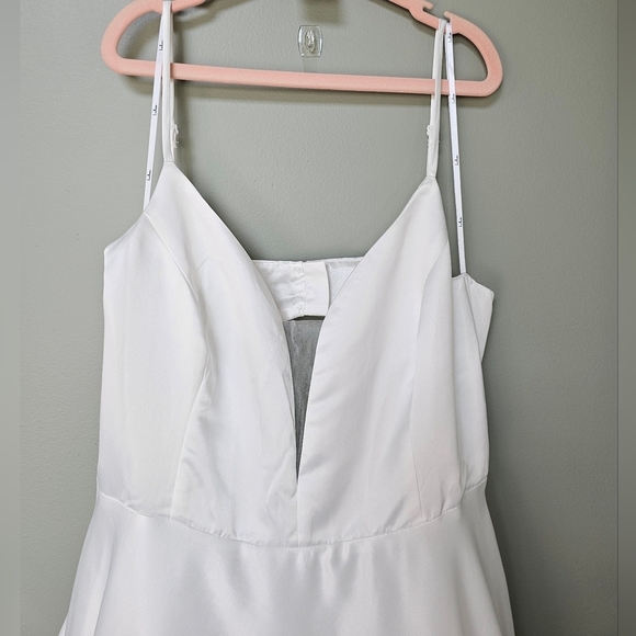 Lulus Exceptional Passion White Satin Cutout Maxi Dress Wedding Gown w Pockets L - Picture 4 of 15